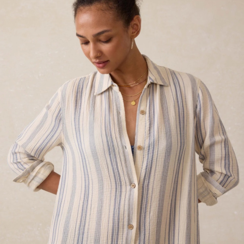 Faherty Dune Cotton Gauze Isla Shirtdress - Picture 2 of 5